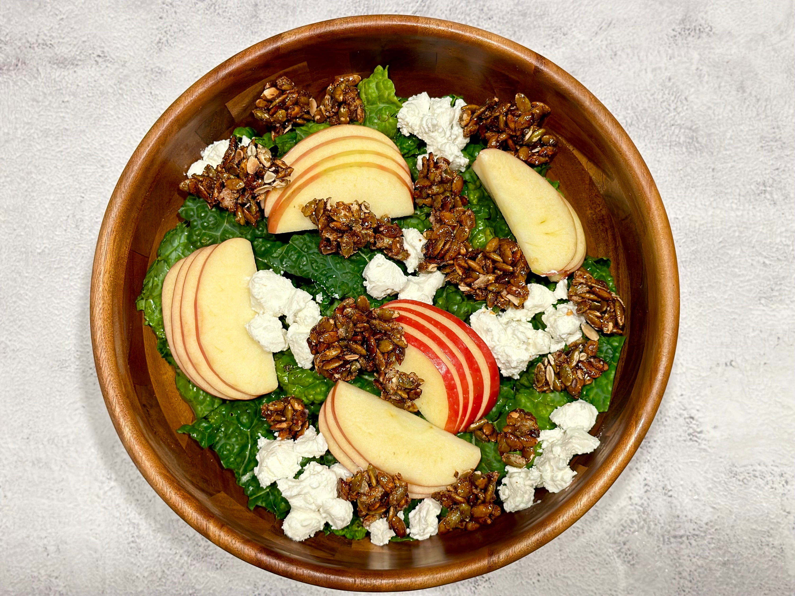 Kale Apple Salad with Pumpkin Seed Clusters Recipe Sanguina