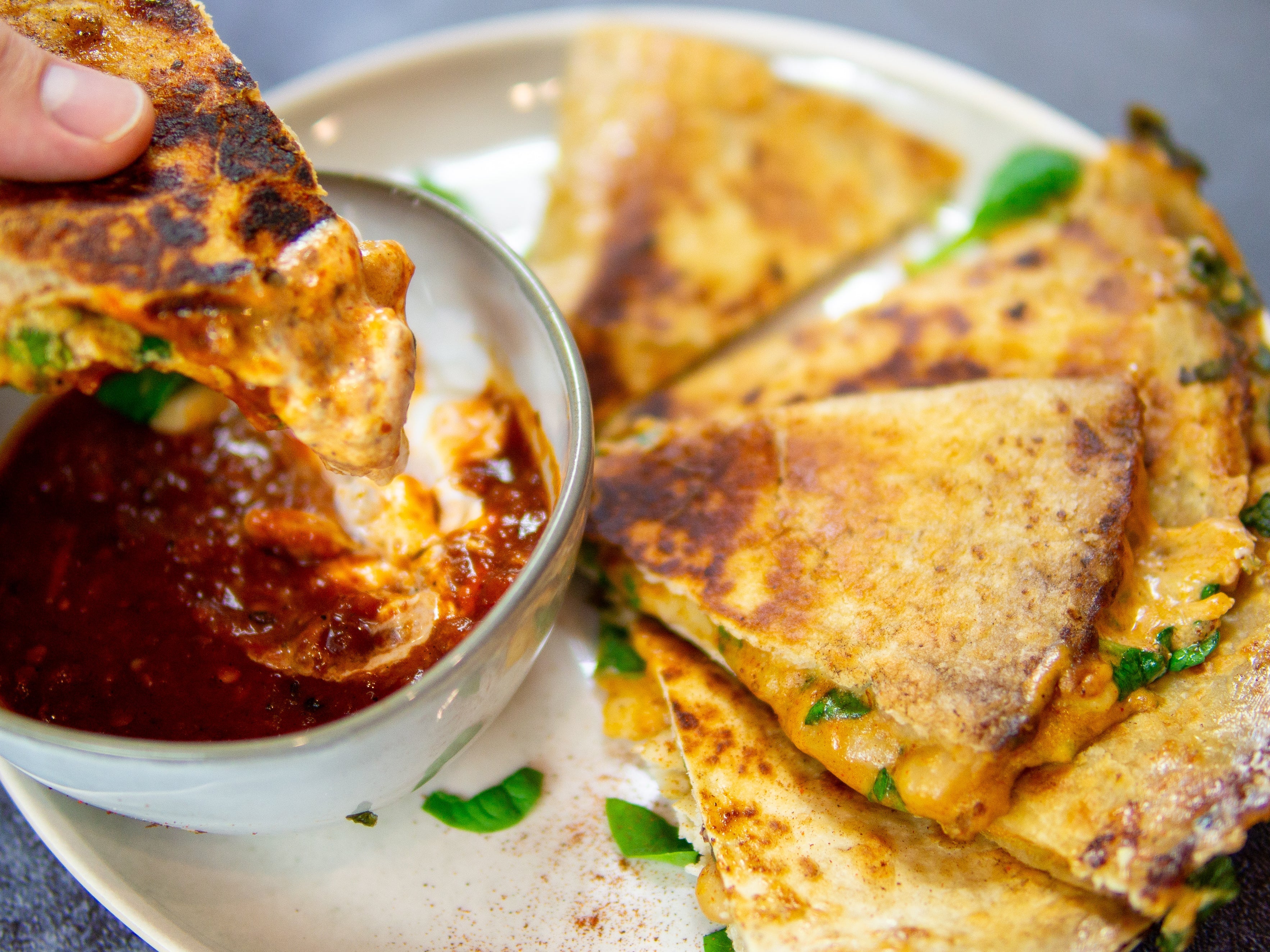 Creamy White Bean and Spinach Quesadillas