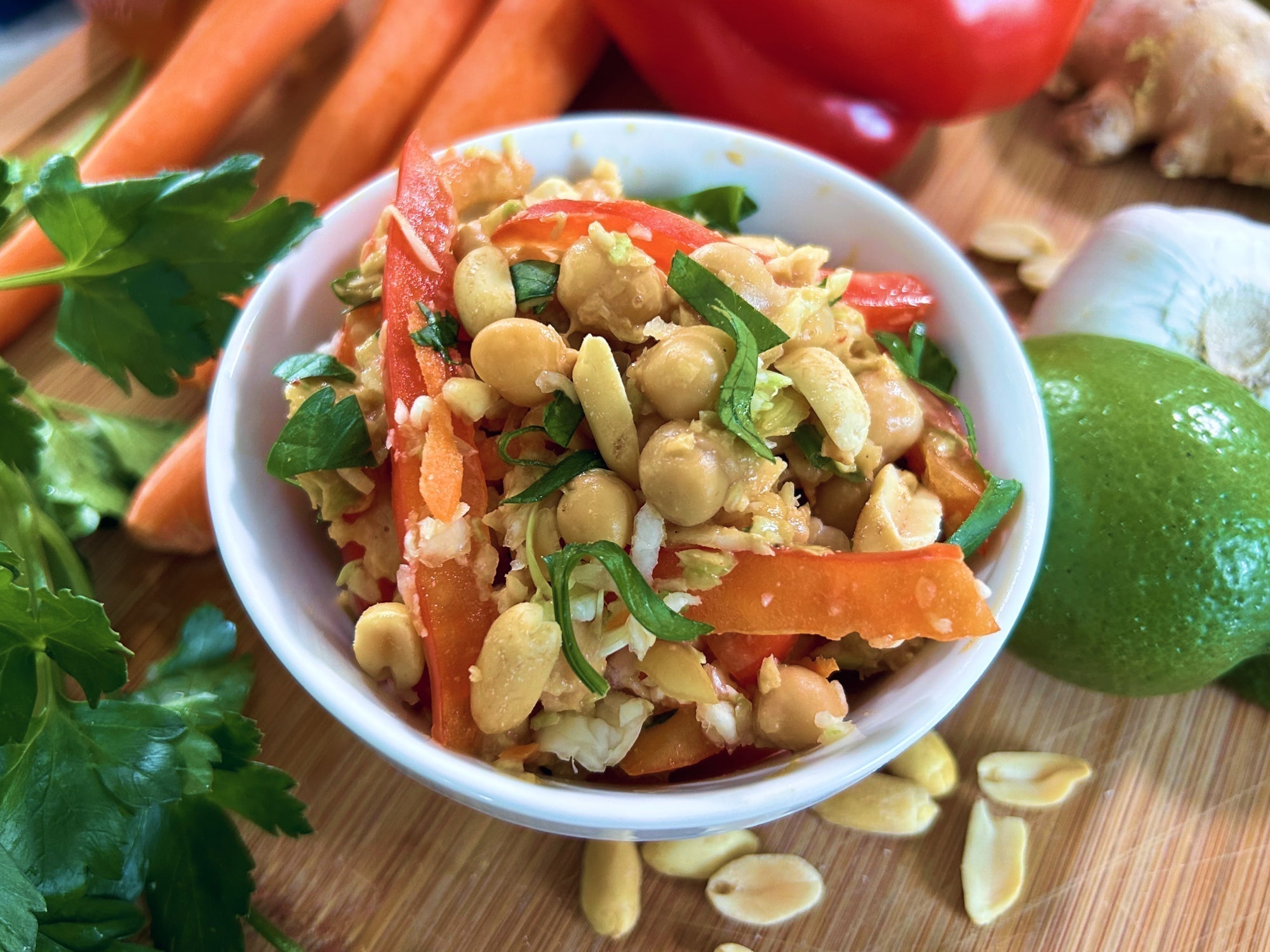 Crunch Factor: Iron-Rich Chickpea Salad with Peanut Dressing