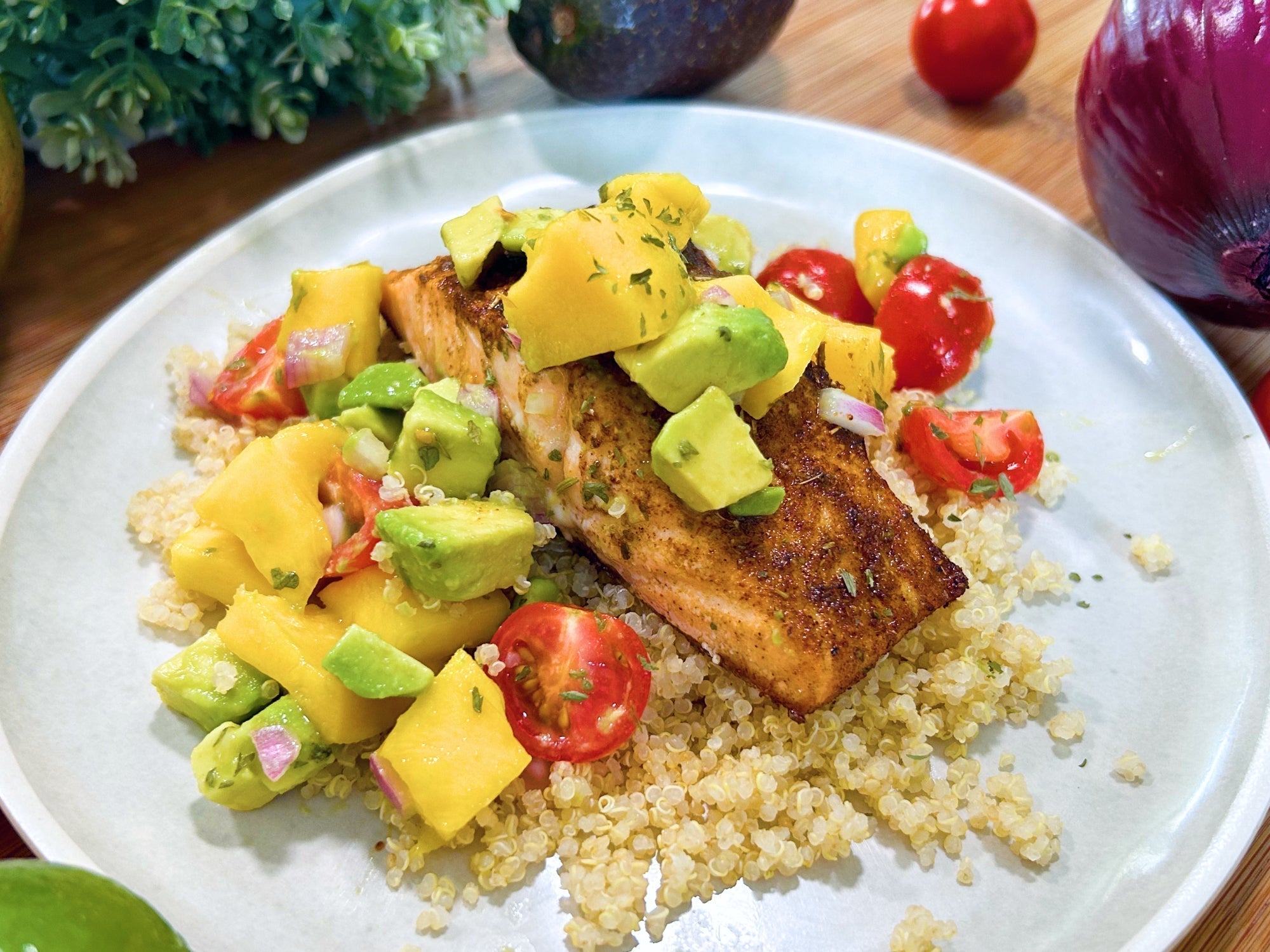 Salmon with Mango Avocado Salsa: 20-Minute Blood Health on a Plate